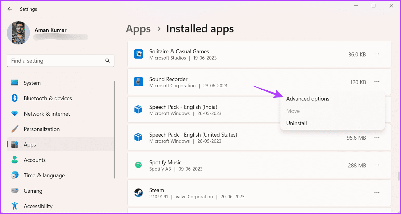 Advanced-options-6 أفضل 5 طرق لإصلاح عدم عمل مسجل الصوت على Windows 11