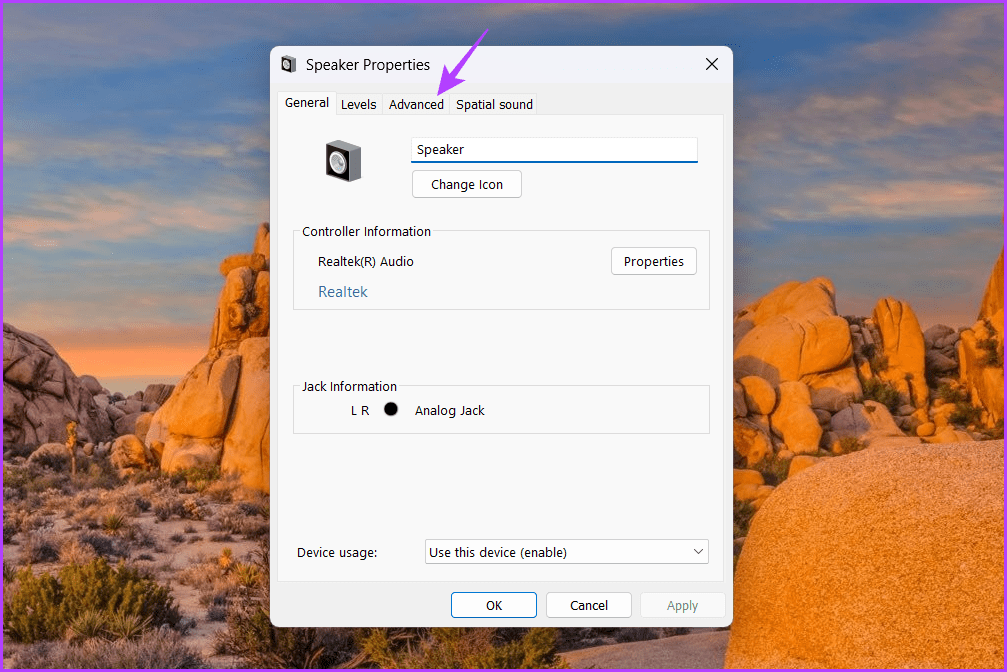 Advanced-tab-1 أفضل 5 طرق لإصلاح عدم عمل مسجل الصوت على Windows 11