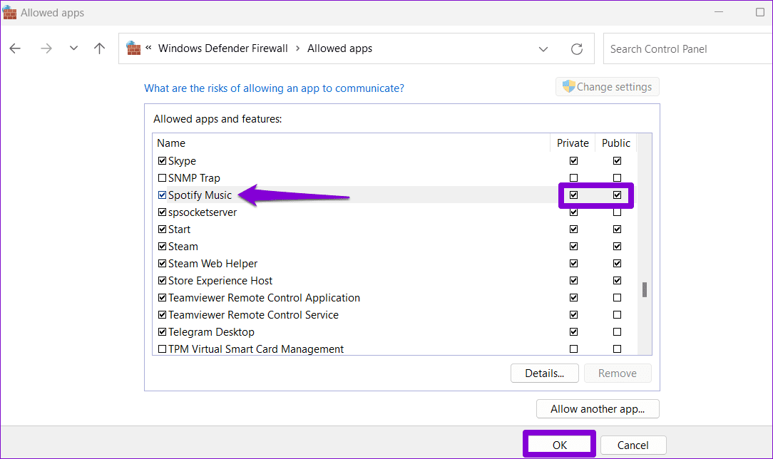 Allow-Spotify-Through-Firewall أفضل 6 طرق لإصلاح خطأ "قد يحظر جدار الحماية Spotify" على Windows