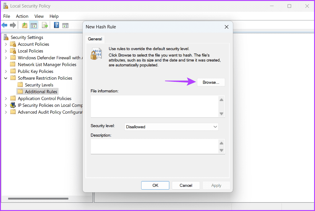 Browse-button أفضل طريقتين لتعطيل Command Prompt و Windows PowerShell على Windows 11