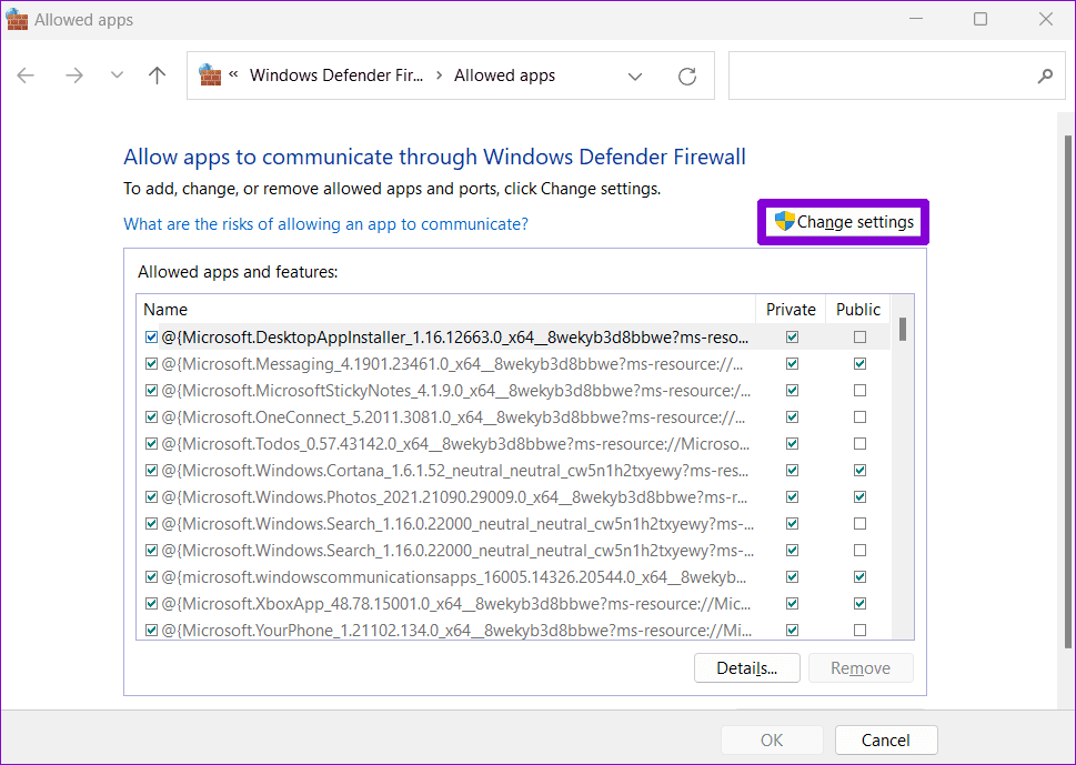 Change-Settings-in-Windows-Firewall أفضل 6 طرق لإصلاح خطأ "قد يحظر جدار الحماية Spotify" على Windows
