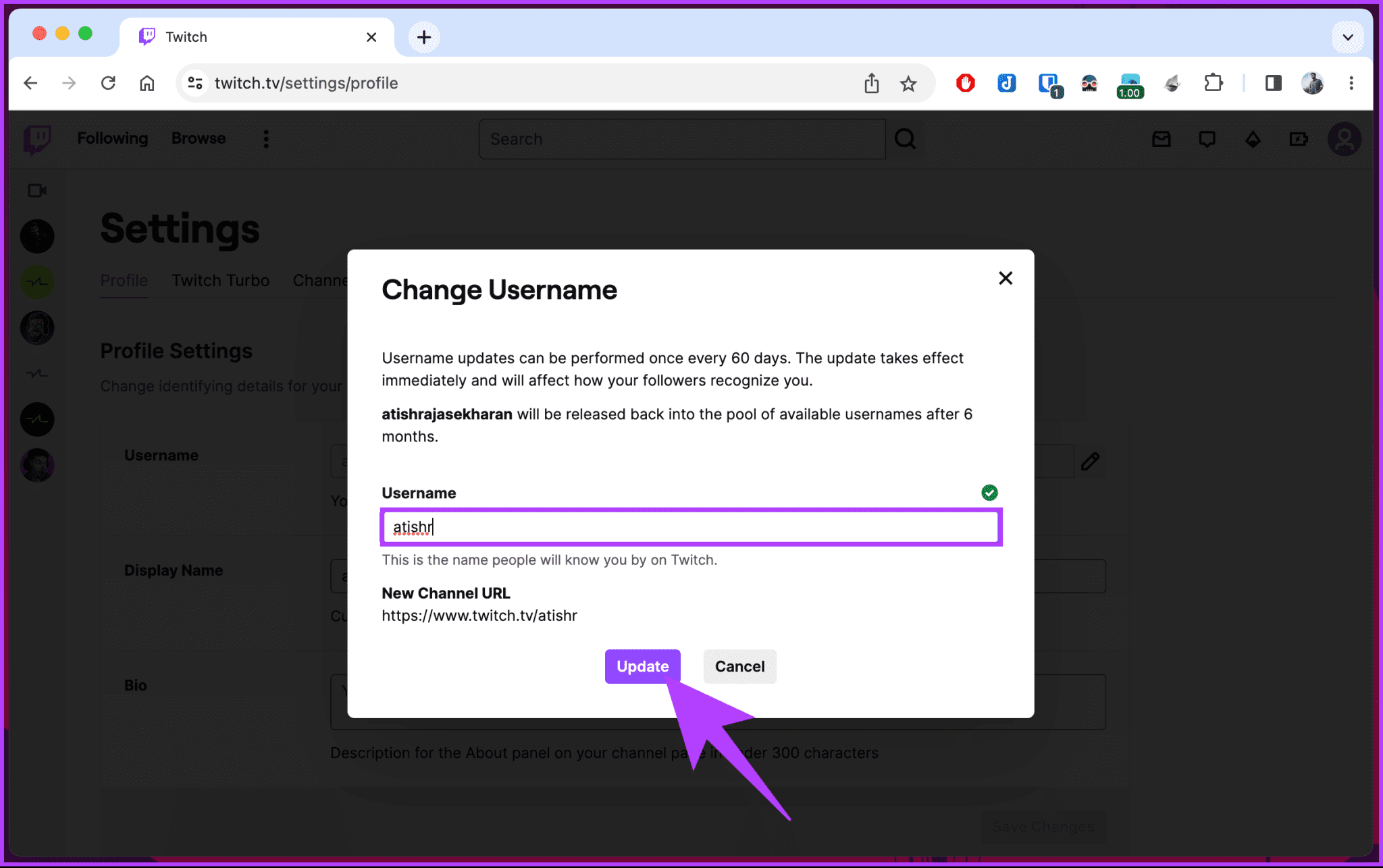 كيفية تغيير اسم مستخدم واسم العرض على Twitch - %categories