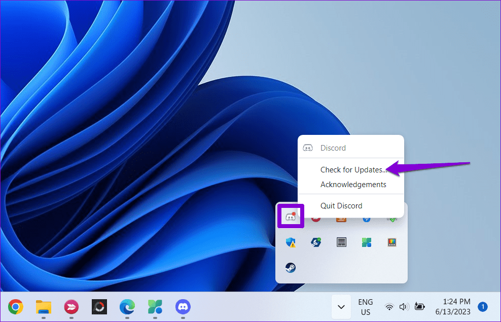 Check-for-Discord-Updates-1 أفضل 6 طرق لإصلاح عدم اكتشاف Discord للألعاب على Windows