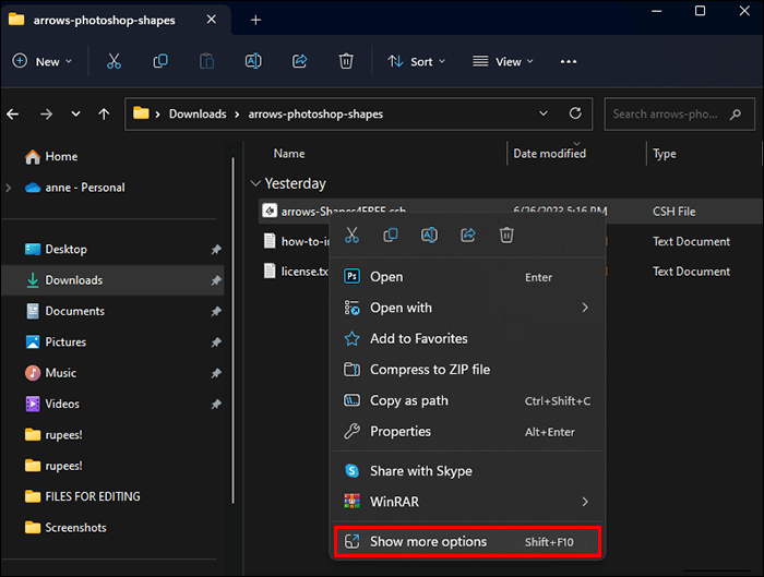 Choose-Show-more-options كيفية فتح ملف Zip
