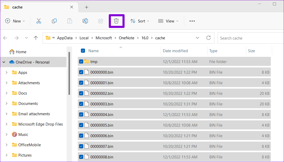 Clear-OneNote-Cache-on-Windows أهم 6 طرق لإصلاح تعذر تسجيل الدخول إلى Microsoft OneNote على Windows
