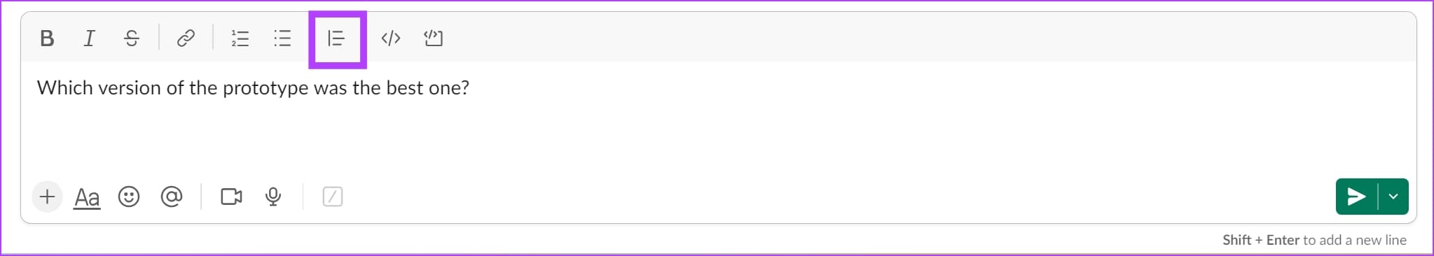 Click-on-Blockquote طريقتان لإنشاء استطلاع في Slack على أي جهاز