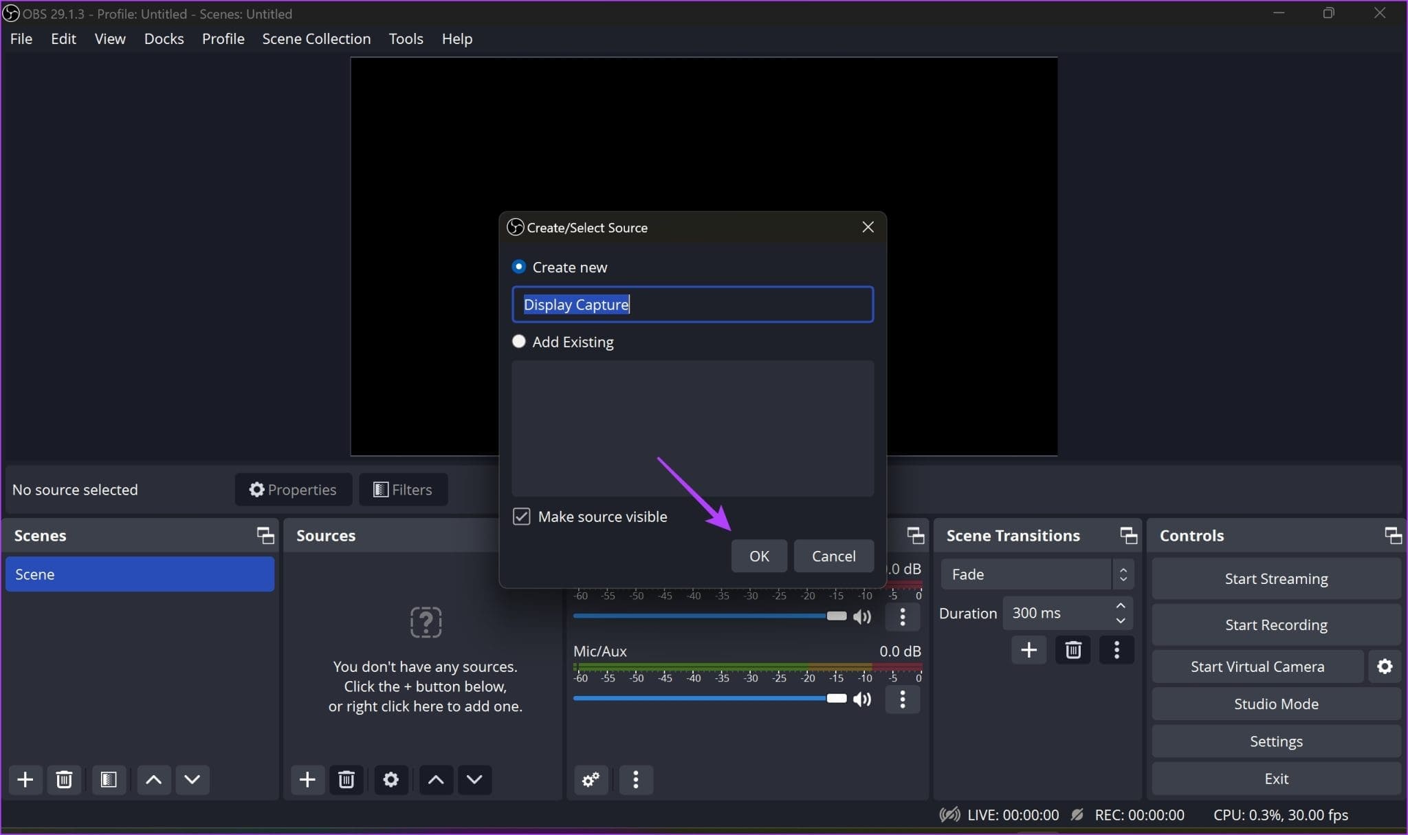 Click-on-OK-6-2048x1214-1 كيفية إعداد الكاميرا الافتراضية OBS  على نظامي التشغيل Windows و Mac