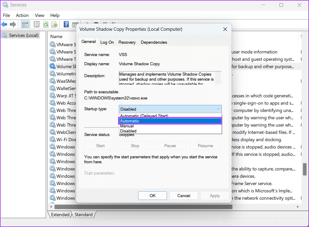 Configure-Necessary-Services-3 أفضل 7 طرق لإصلاح خطأ "لا يمكن إنشاء نقطة استعادة 0x80042306" في Windows