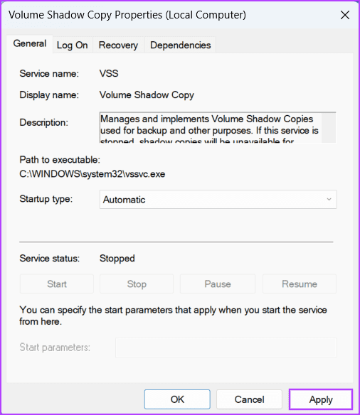 Configure-Necessary-Services-4 أفضل 7 طرق لإصلاح خطأ "لا يمكن إنشاء نقطة استعادة 0x80042306" في Windows