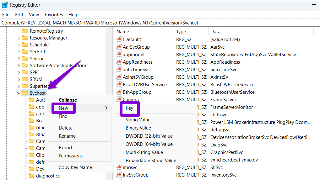 Create-New-Key-in-Registry-2 أفضل 6 طرق لإصلاح نظام Windows PC عالق على يرجى الانتظار حتى ظهور شاشة GPSVC