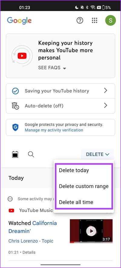 Delete-Time-Range-1 كيفية عرض وحذف سجل YouTube Music