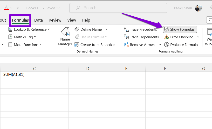 Disable-Show-Formula-Option-in-Excel أفضل 7 طرق لإصلاح عدم عمل الصيغ في Microsoft Excel على Windows