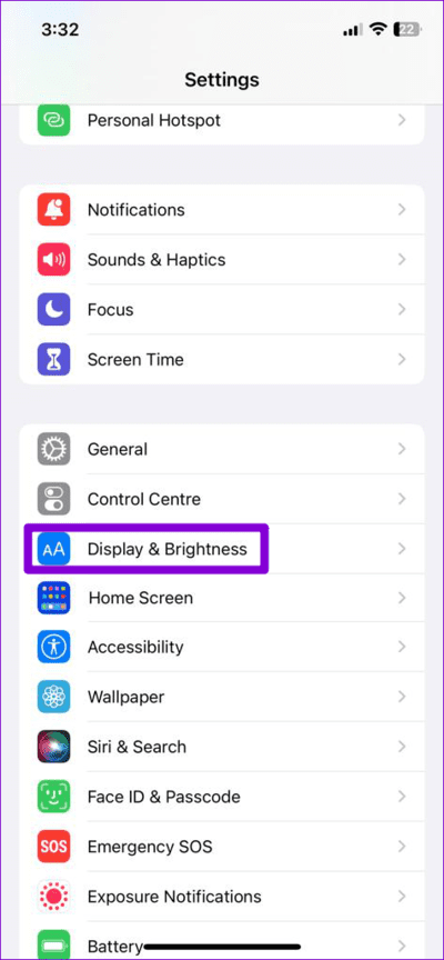 Display-and-Brightness-Settings-on-iPhone-1-1 أفضل 5 إصلاحات لعدم عمل الوضع الداكن في Apple Maps على iPhone و Mac