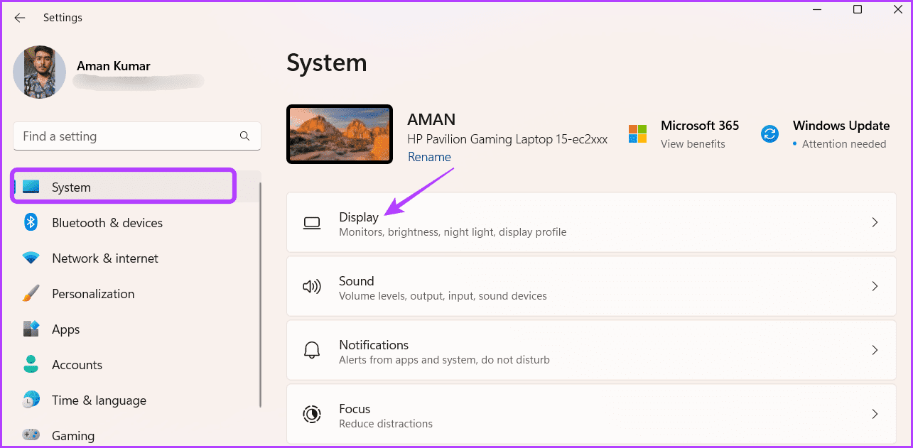 Display-option أفضل 6 طرق لإصلاح عدم فتح الألعاب في وضع ملء الشاشة على Windows 11