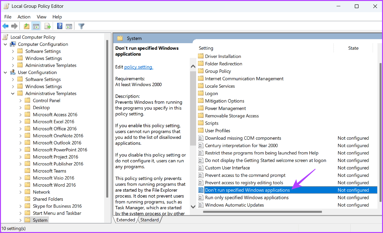 Dont-run-specified-Windows-applications أفضل طريقتين لتعطيل Command Prompt و Windows PowerShell على Windows 11