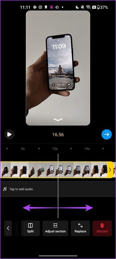 Drag-Video كيفية تحرير Reels باستخدام محرر Instagram المدمج