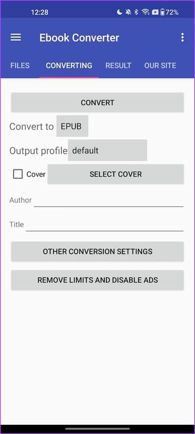 Ebook-Converter-Android أفضل 5 طرق لتحويل من EPUB إلى PDF (أو PDF إلى EPUB) لسطح المكتب والجوال