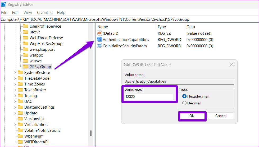 Edit-DWORD-in-Registry-2 أفضل 6 طرق لإصلاح نظام Windows PC عالق على يرجى الانتظار حتى ظهور شاشة GPSVC