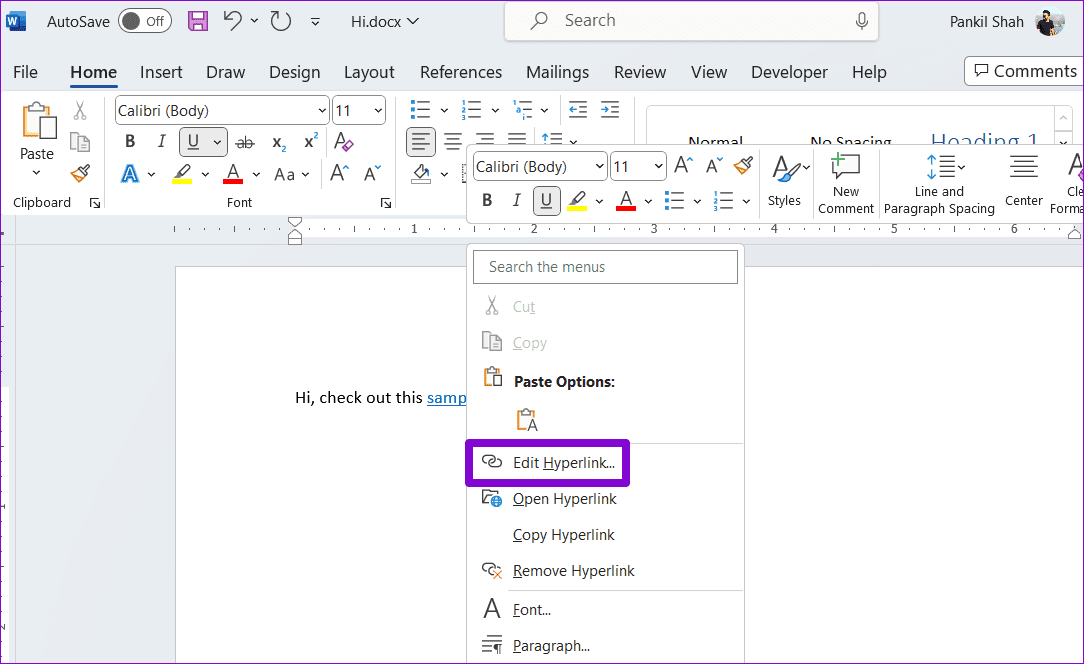 Edit-Hyperlink-in-Word أفضل 6 طرق لإصلاح عدم عمل الارتباطات التشعبية في Microsoft Word على Windows