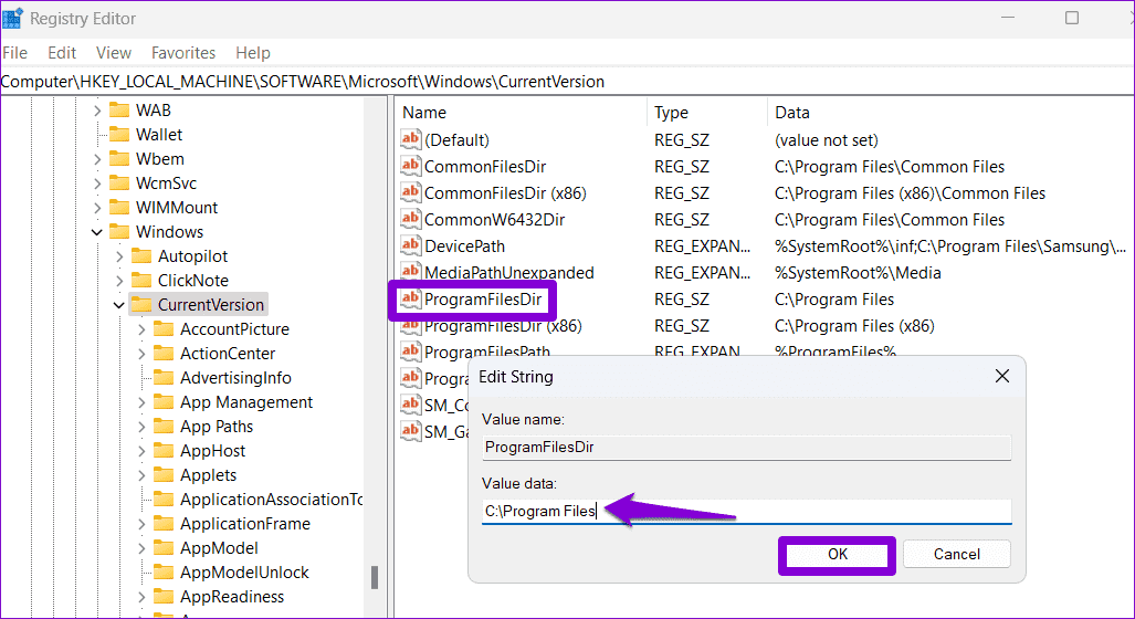 Edit-String-Value-in-Registry أفضل 6 طرق لإصلاح تعذر تشغيل ملفات EXE على Windows 11