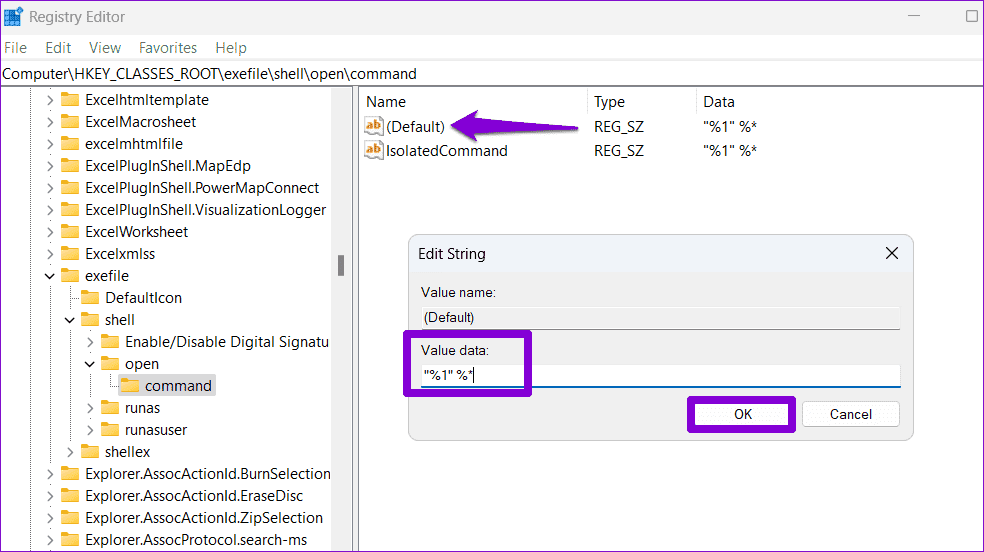 Edit-String-Value أفضل 6 طرق لإصلاح تعذر تشغيل ملفات EXE على Windows 11