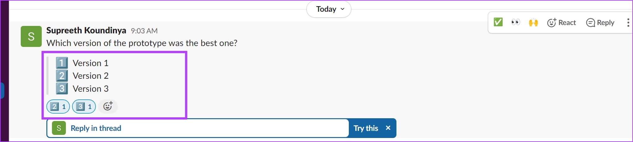 Emoji-Count طريقتان لإنشاء استطلاع في Slack على أي جهاز