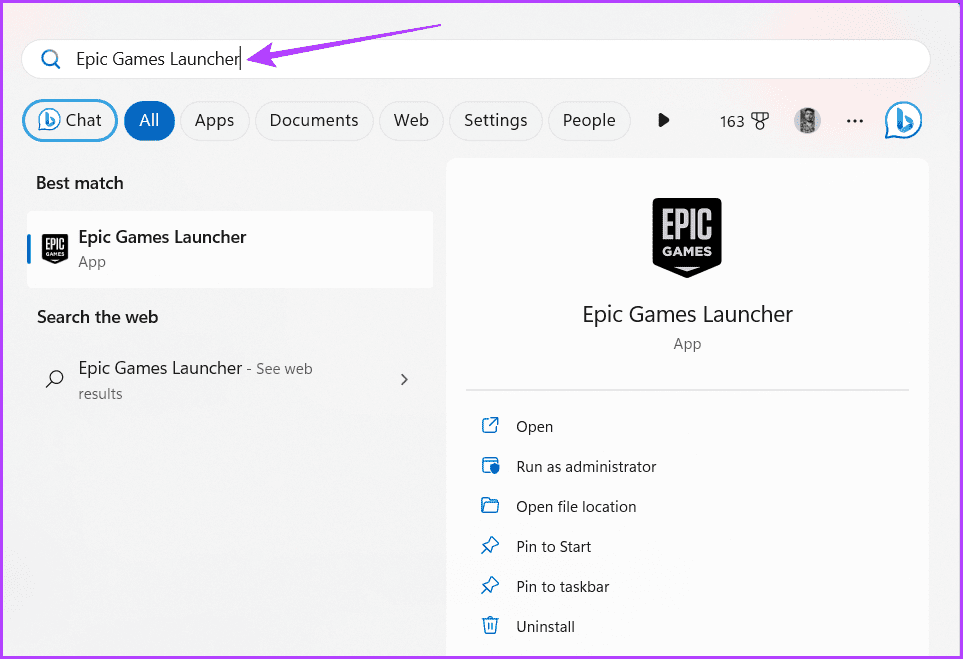 Epic-Games-Launcher أفضل 5 طرق لإصلاح عدم بدء تشغيل Rocket League في Windows 11