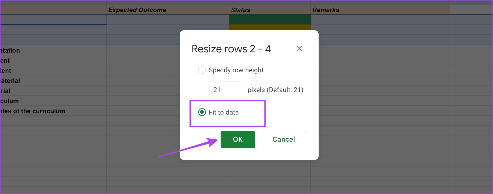 كيفية تغيير حجم الخلية في Google Sheets - %categories