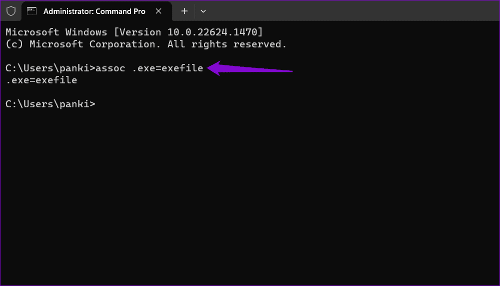 Fix-Broken-EXE-File-Association أفضل 6 طرق لإصلاح تعذر تشغيل ملفات EXE على Windows 11