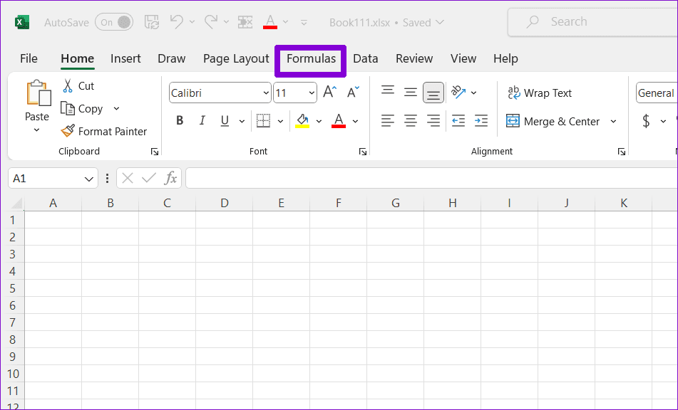 Formulas-Tab-in-Excel أفضل 7 طرق لإصلاح عدم عمل الصيغ في Microsoft Excel على Windows