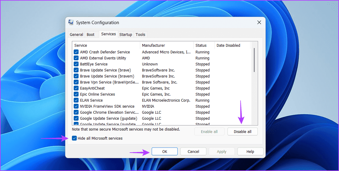 Hide-all-Microsoft-services-box أفضل 5 طرق لإصلاح أخطاء نظام الملفات على Windows 11