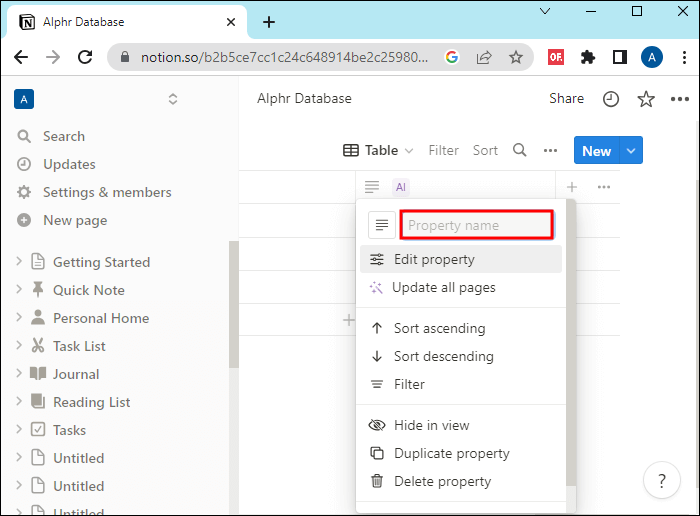 How-to-Add-Properties-to-a-Notion-Database-3 كيفية إنشاء قاعدة بيانات في Notion