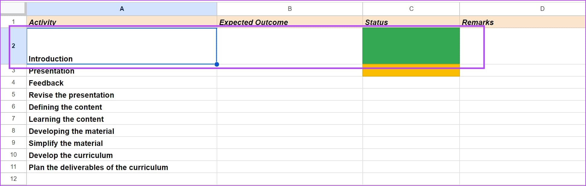 Increased-Height كيفية تغيير حجم الخلية في Google Sheets