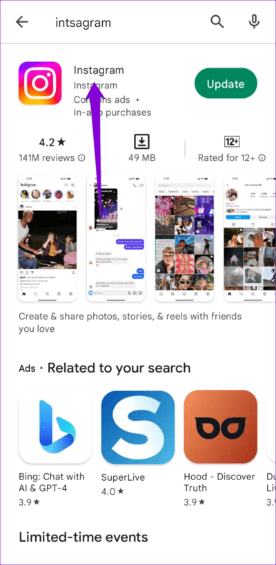 Instagram-App-on-Play-Store-750x1536-1 أفضل 5 طرق لإصلاح حظر رسائل Instagram على Android و iPhone