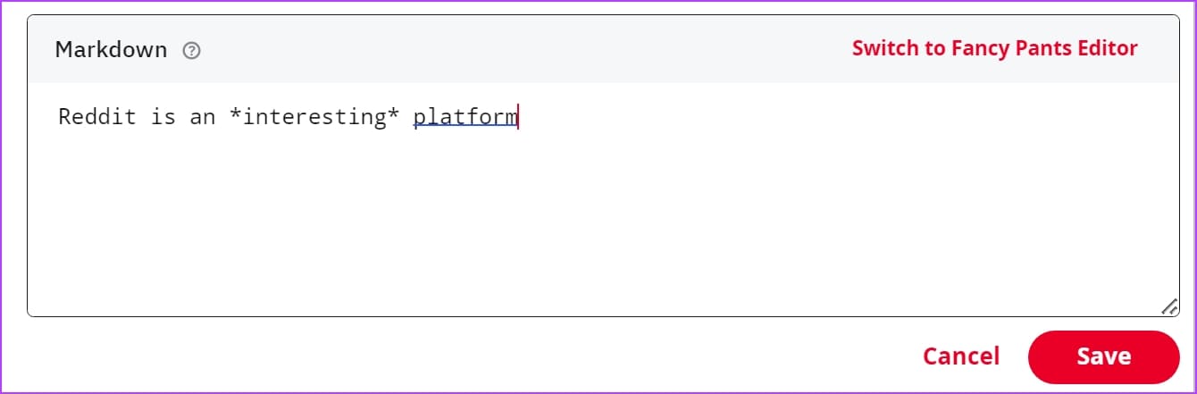 Italics-Type كيفية استخدام تنسيق النص على Reddit باستخدام وضع Markdown