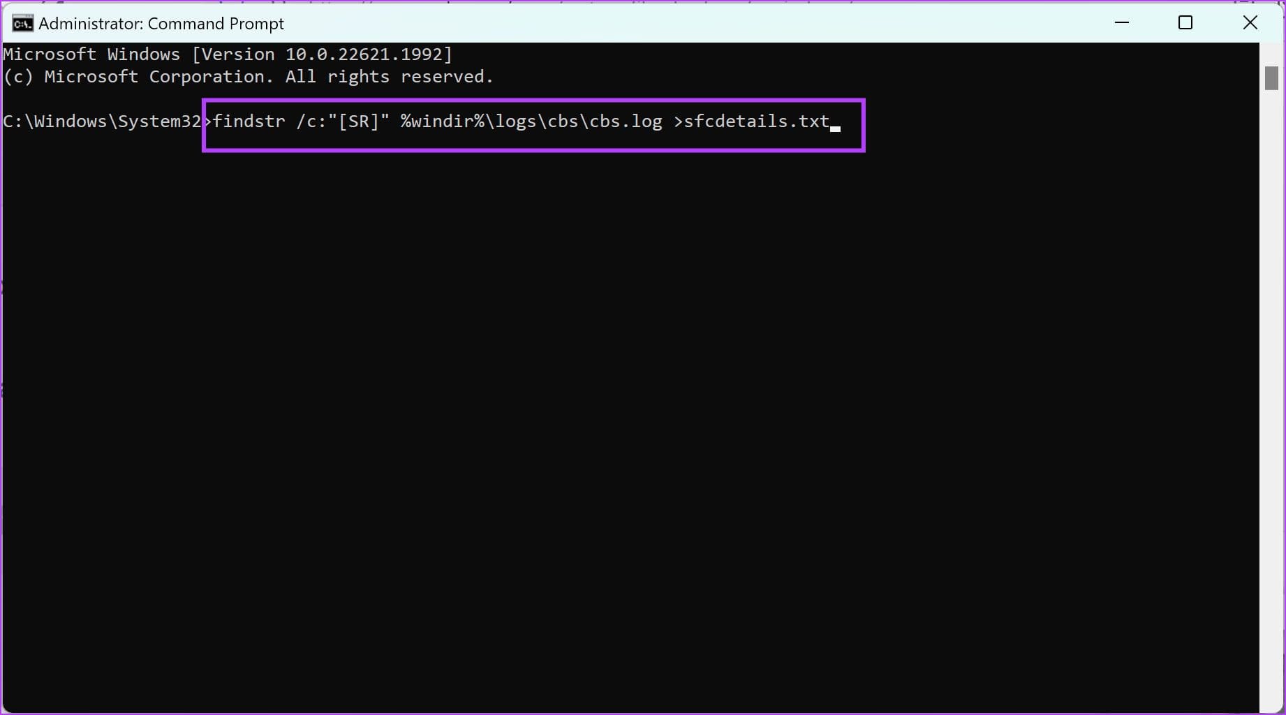 Log-File-Command كيفية استخدام SFC Scannow لإصلاح ملفات نظام Windows