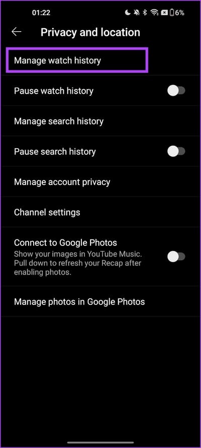 Manage-Watch-History كيفية عرض وحذف سجل YouTube Music