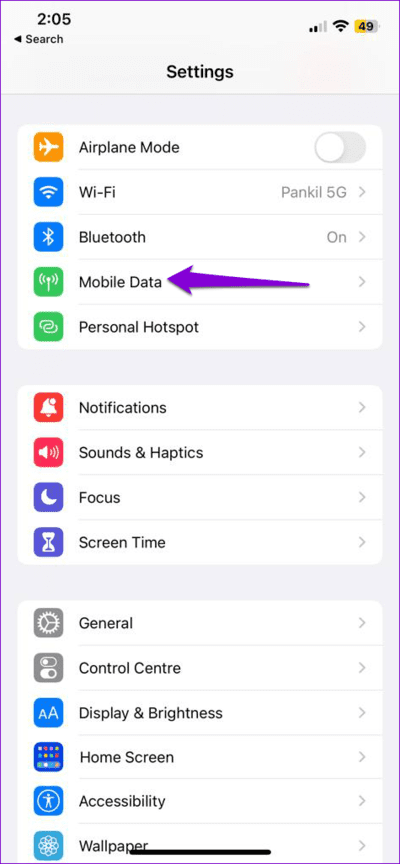 Mobile-Data-on-iPhone أفضل 9 طرق لاستعادة نقطة الاتصال الشخصية المفقودة على iPhone
