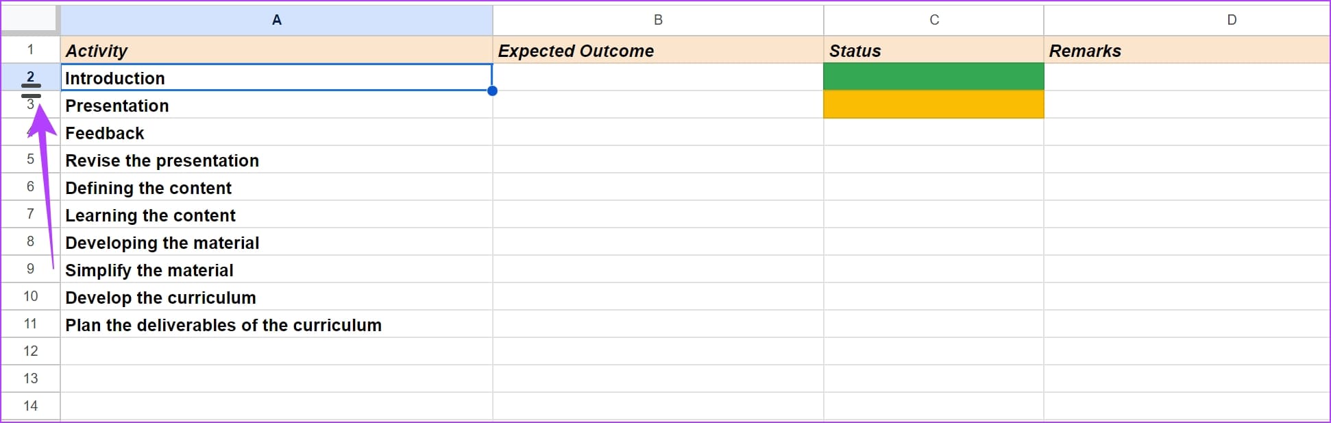 كيفية تغيير حجم الخلية في Google Sheets - %categories