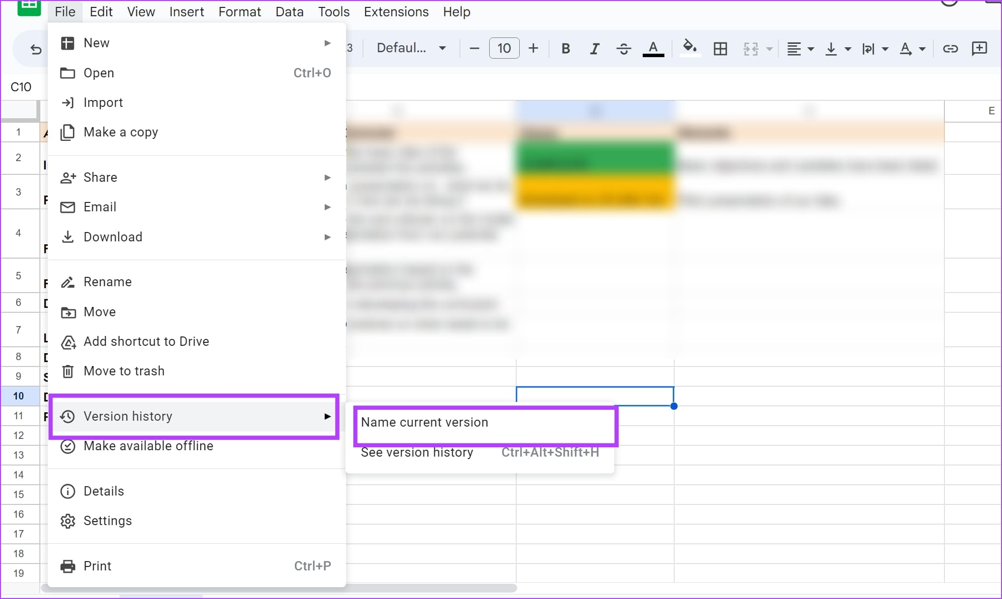 Name-Current-Version كيف ترى سجل التحرير في Google Sheets وماذا تفعل إذا لم تتمكن من ذلك
