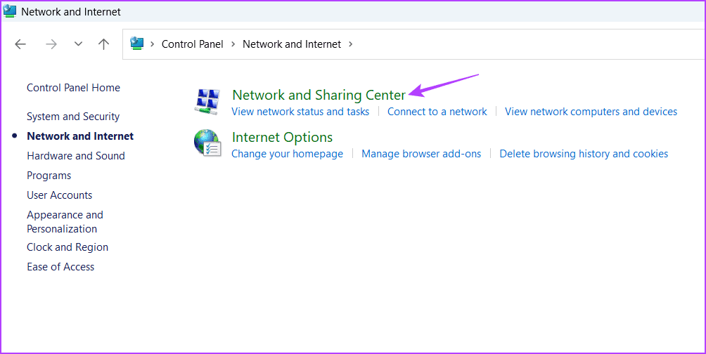 Network-and-Sharing-Center-2 أفضل 3 طرق للتحقق من سرعة محول الشبكة على Windows 11