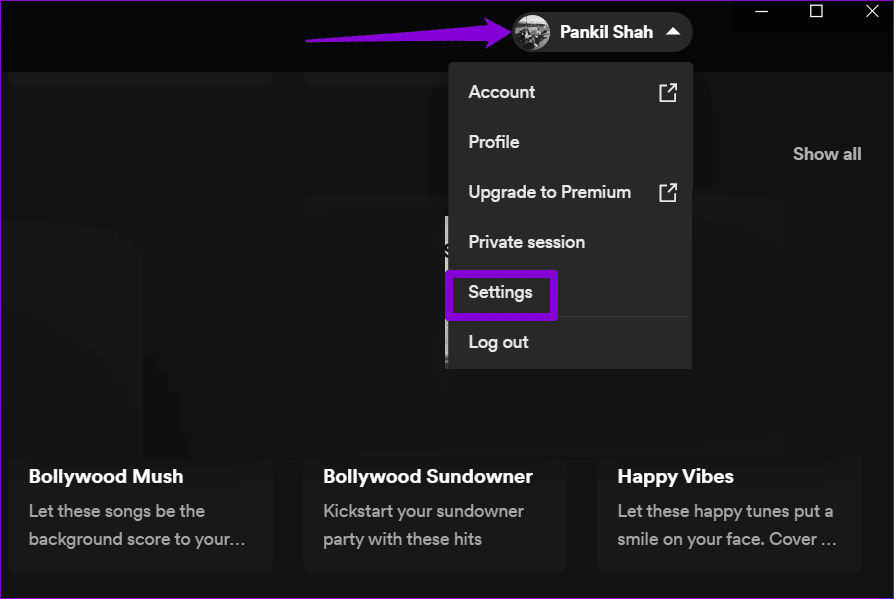 Open-Spotify-App-Settings-Winشششسشdows أفضل 6 طرق لإصلاح خطأ "قد يحظر جدار الحماية Spotify" على Windows