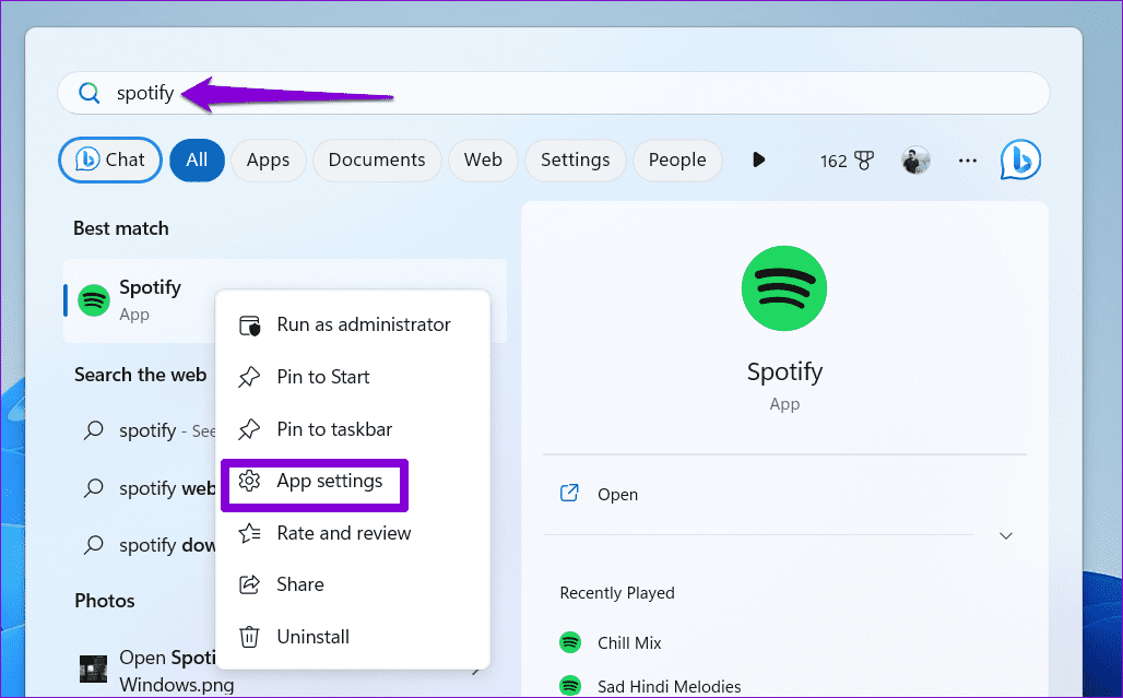Open-Spotify-App-Settings-in-Windows أفضل 6 طرق لإصلاح خطأ "قد يحظر جدار الحماية Spotify" على Windows