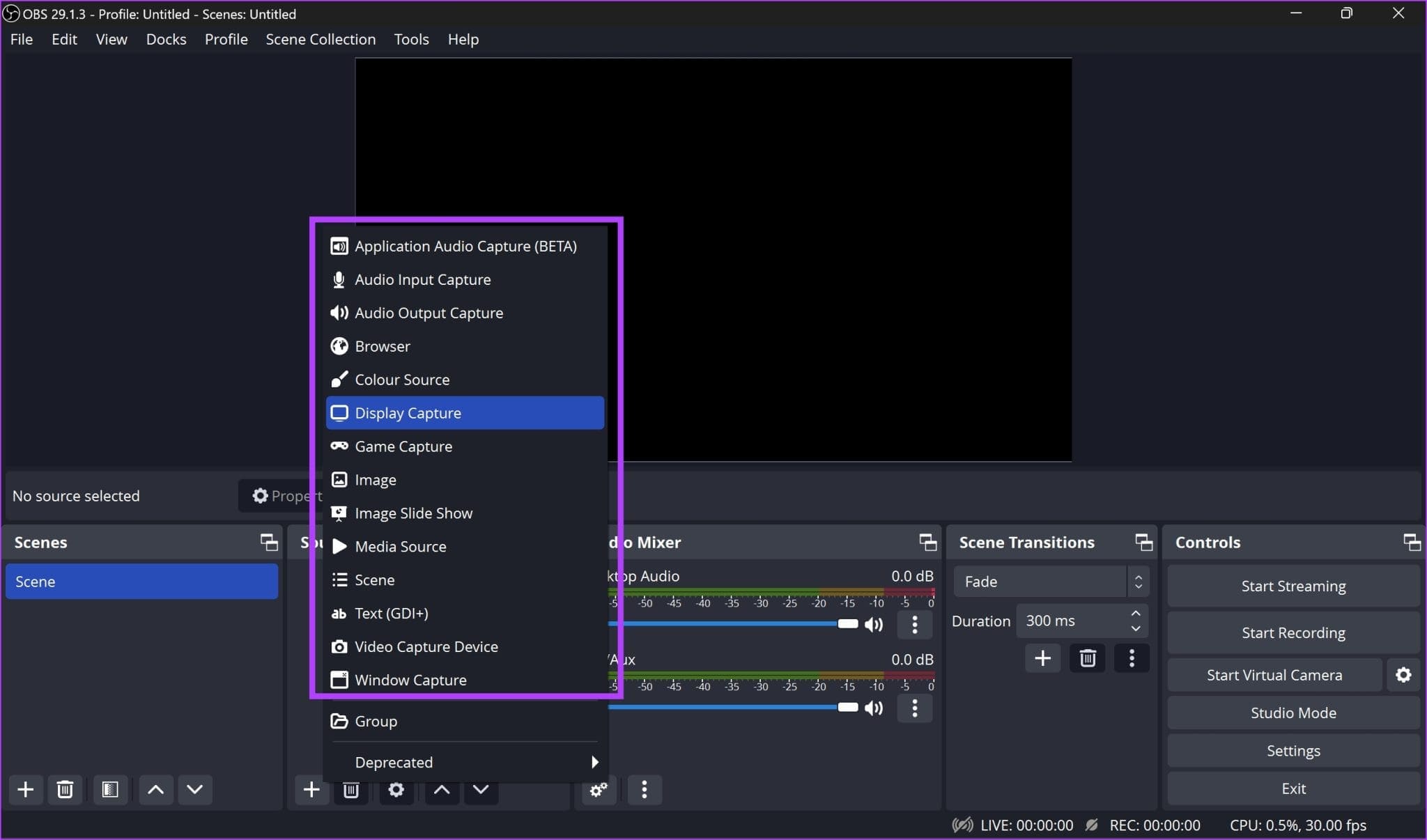 Options-to-Add-2048x1206-1 كيفية إعداد الكاميرا الافتراضية OBS  على نظامي التشغيل Windows و Mac