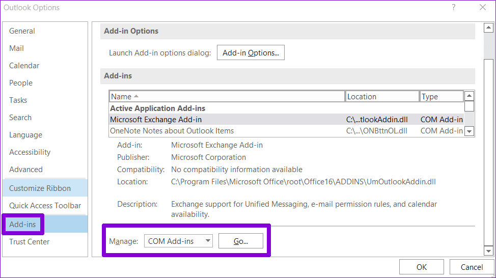 Outlook-Add-ins-3-1 أفضل 6 طرق لإصلاح عدم حفظ المسودات في Microsoft Outlook على Windows