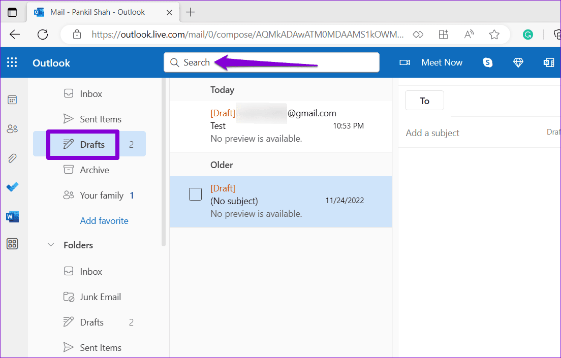 Outlook-Drafts-on-the-Web أفضل 6 طرق لإصلاح عدم حفظ المسودات في Microsoft Outlook على Windows