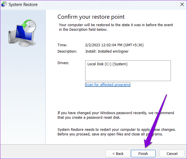 Perform-System-Restore-1 أفضل 6 طرق لإصلاح نظام Windows PC عالق على يرجى الانتظار حتى ظهور شاشة GPSVC