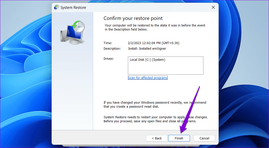 Perform-a-System-Restore-on-Windows-11 أفضل 7 طرق لإصلاح تعذر تثبيت برامج التشغيل على Windows 11