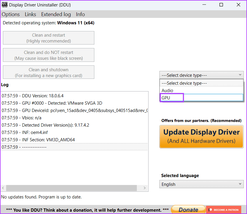 Reinstall-GPU-Drivers-Using-DDU-2 أفضل 7 طرق لإصلاح خطأ "فشل nvlddmkm.sys" في Windows