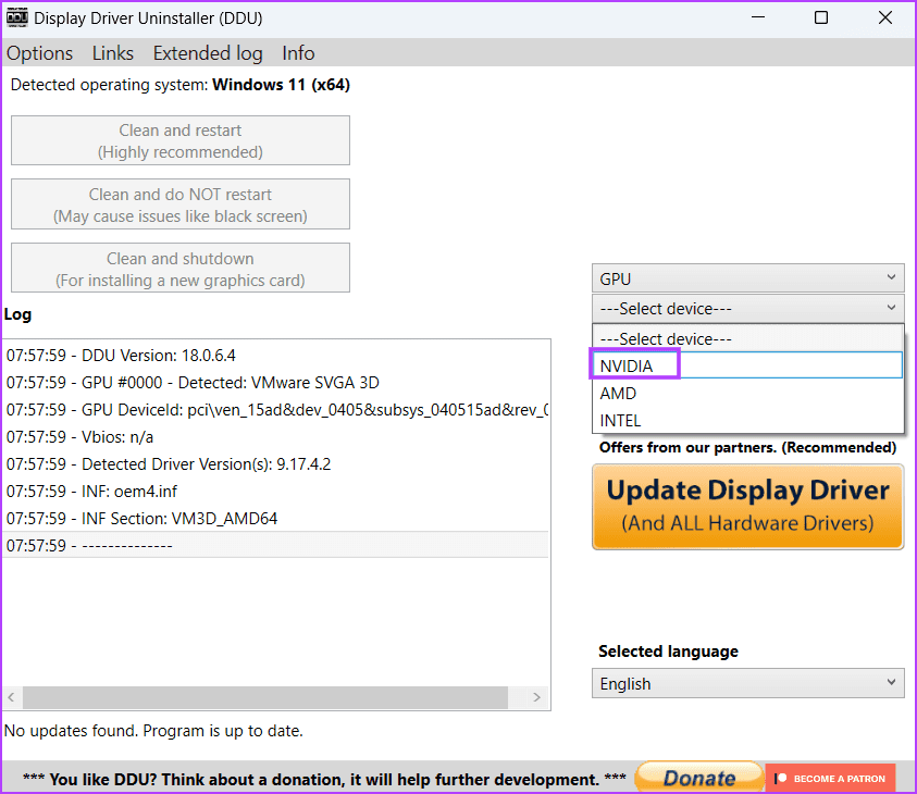 Reinstall-GPU-Drivers-Using-DDU-3 أفضل 7 طرق لإصلاح خطأ "فشل nvlddmkm.sys" في Windows